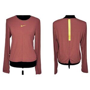 Nike Dri Fit Crew Neck Long Sleeve Cropped Workout Athletic Top (Womens L)